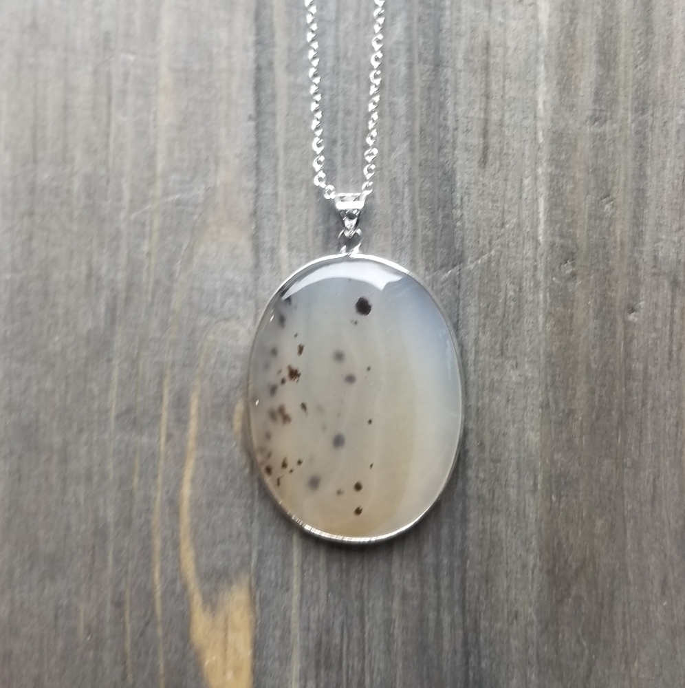 Montana agate cow moo necklace 925 stamped